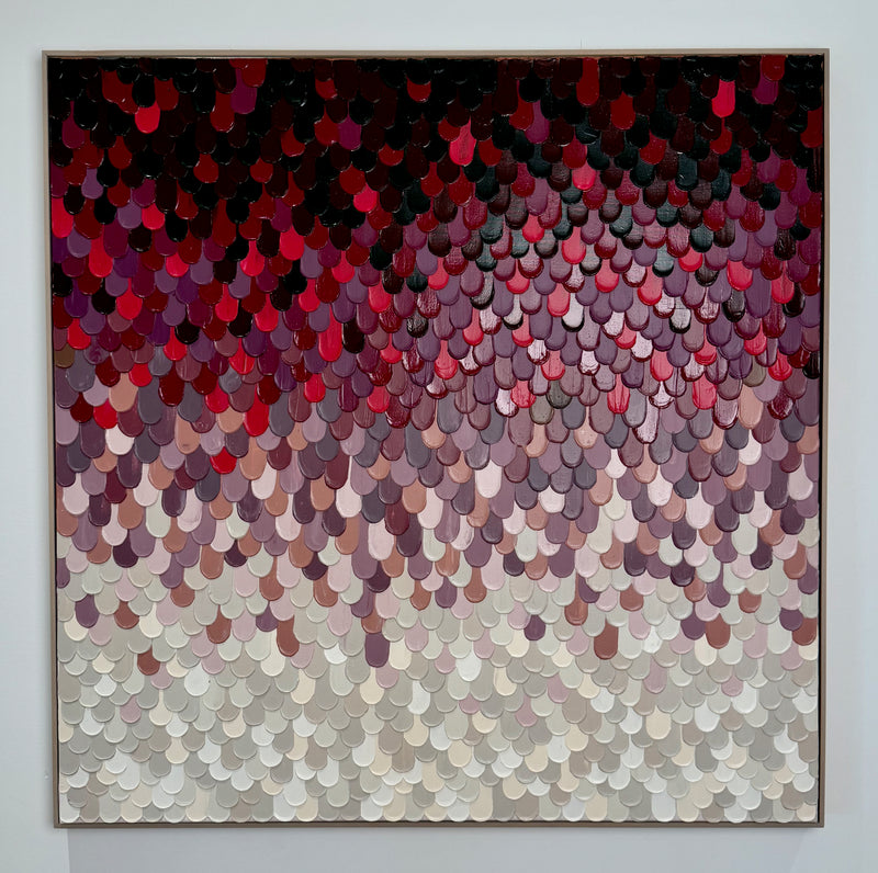 Dark Rose, Crimson — large format abstract acrylic painting by Penelope Slaney, deep crimson and near-black tones, 1.8m × 1.2m