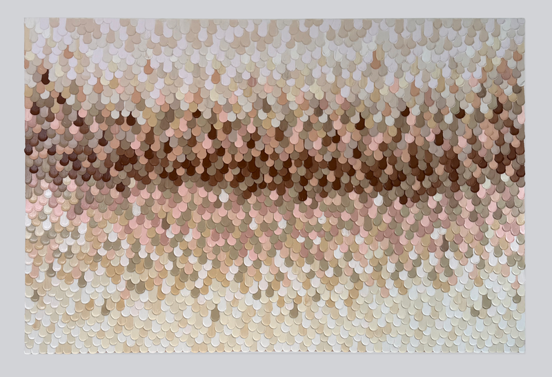 Neutral Touch, Pink — large format abstract acrylic painting by Penelope Slaney, warm neutral and blush tones, 1.8m × 1.2m